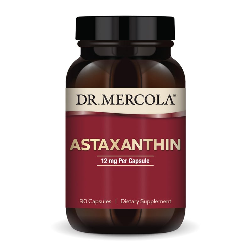 Dr. Mercola Organic Astaxanthin - 12 mg Astaxanthin - Powerful Antioxidant Support - Organic Microalgae Extract - Non-GMO, Gluten-Free & Soy-Free - 90 Capsules (90 Servings) - Image 1